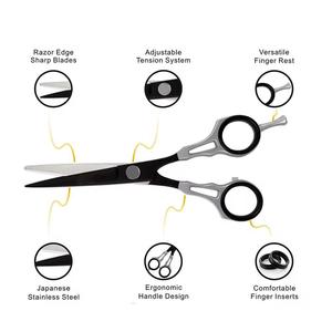 Ciseaux de coiffure professionnels Morje en acier inoxydable, lame tranchante à 28 dents, légers, manche long, pour droitiers - Product Image 4