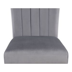2 chaises de salle à manger décontractées en bois gris et noir, rembourrées en velours capitonné avec dossier cannelé - Product Image 4