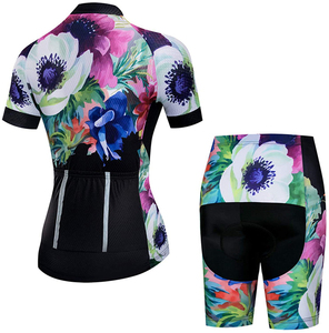 Uniforme de Ciclismo Sublimado para Mujer, Ropa de Ciclismo, Jersey de Manga Corta, Conjunto de Pantalones Cortos Reflectantes con 3 Bolsillos, Uniforme de Ciclismo Sublimado - Product Image 2