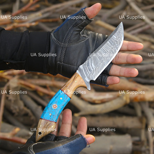 Cuchillo de Caza y Camping Fijo de 10 Pulgadas, Forjado a Mano en Acero de Damasco, Punta Recta, Afilado como una Navaja, con Funda de Cuero, OEM, ODM, Personalizable - Product Image 6