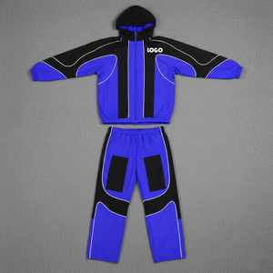 Chándal Unisex para Adultos con Capucha, Cierre Frontal Completo, Logotipo, Bloques de Color, Deportivo, Transpirable, de Poliéster, para Otoño - Product Image 4