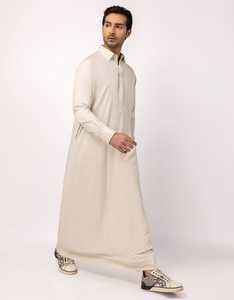Handmade Cotton Thobe/Thawb <b>for</b> Men-Lightweight Ankle Length <b>Long</b> Sleeve Breathable Anti-Static Casual Wear <b>for</b> Spring Summer - Product Image 4
