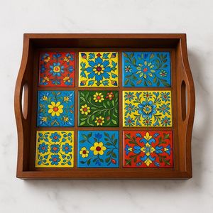 Bandeja de Servir Desechable de Madera Hecha a Mano con Nudos Rosas, Impresión Digital, Plato Ecológico para Bodas, para Uso Decorativo - Product Image 6