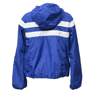 Veste coupe-vent à capuche rayée bleu et blanc unisexe, légère, imperméable, avec fermeture éclair, doublure en microfleece, vêtement d'extérieur - Product Image 4