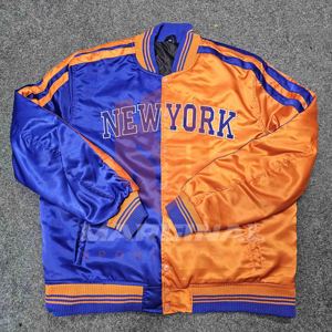 Veste de basket-ball formelle imperméable et coupe-vent de haute qualité avec fermeture éclair, motif New York Knicks, face et dos enduits, prix de gros - Product Image 1
