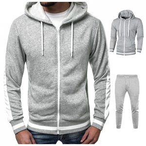 Survêtement en molleton brossé pour homme, mélange coton et polyester, intérieur thermique doux, sweat à capuche zippé, pantalon de jogging - Product Image 4