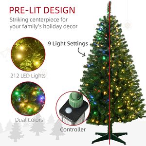 6FT Slim Prelit Christmas <b>Tree</b> with Warm White or Colorful <b>LED</b> Lights Auto Open Christmas Decorations - Product Image 4