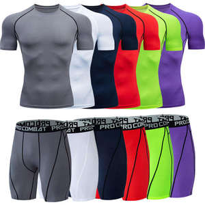 Nouvel arrivage d'usine : Ensemble de vêtements de sport pour hommes, t-shirt et short de sport, tenue de sport ajustée, vêtements de sport à séchage rapide, ensemble de fitness - Product Image 1