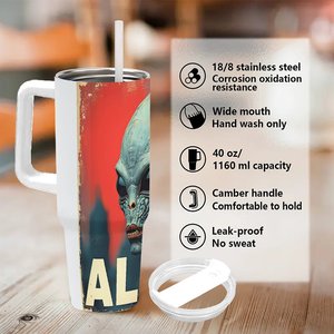 Gobelet isotherme personnalisé 40 oz, design Alien, en acier inoxydable, mug de voyage - Product Image 5