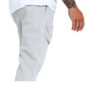 Pantalon de survêtement gris pour homme, taille élastique, poches latérales, pantalon de jogging décontracté, coton mi-lourd, vêtements d'automne - Product Image 4