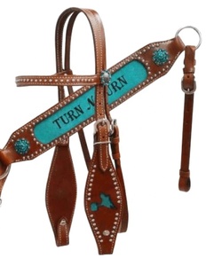 Top vente 100% peau de vache bleu Western cheval sécurité selles Headstall et collier de poitrine usiné à la main en cuir Design équitation - Product Image 2