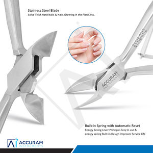 Accuram Coupe-ongles et pince à cuticules robustes pour orteils, à mâchoires larges et affûtées en acier inoxydable, pour podologie, avec verrouillage arrière - Product Image 3