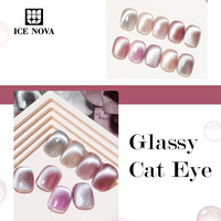 Vernis à ongles gel œil de chat glacé ICE NOVA, paillettes holographiques argentées effet miroir magnétique, sans HEMA, marque privée