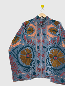 Veste en coton brodée bohème à manches longues, col mandarin, motif floral, grande taille, vêtements d'automne pour femmes - Product Image 5