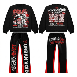 เสื้อยืดคอตตอนเทอร์รี่แบบฟอกสี พร้อมกางเกงจ็อกเกอร์ พิมพ์ลายพัฟ โลโก้สั่งทำ ชุดแฟชั่น เสื้อยืดและกางเกงขายาวสำหรับผู้ชาย - Product Image 5