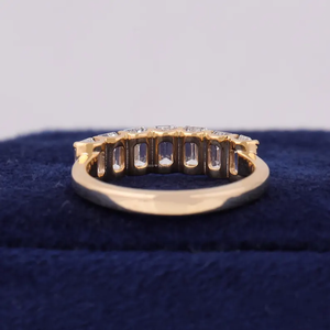 OM GEMS 10k 14k 18k <b>Emerald</b> Cut Loose Moissanite Half Eternity <b>Ring</b> band Lab Moissanite Diamond Gold Wedding Eternity Band - Product Image 3