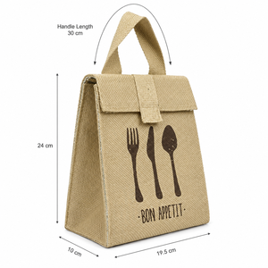Sac à déjeuner isotherme en jute avec logo personnalisé et rabat supérieur, 19,5x24x10cm, doublure en aluminium, sac isotherme pour aliments, vente en gros, fabricant OEM, exportateur - Product Image 4