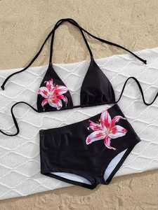 Traje de Baño de Talla Grande con Top Bandeau y Braguita de Cintura Alta, Escote Hombros Descubiertos, Ecológico, Transpirable, de Spandex y Poliéster - Product Image 6