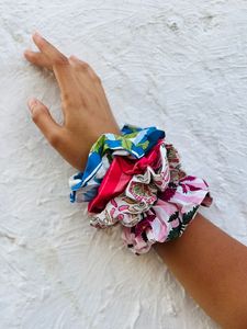 Chouchous en coton de couleurs assorties, faits à la main, élastiques, imprimés, pour queues de cheval, accessoires capillaires doux - Product Image 1