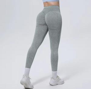 High Waist Full Length <b>Knitted</b> Spandex/Nylon 220g <b>Leggings</b> Solid Color Stretch Breathable Comfortable Sporty Women's Push Yoga - Product Image 5