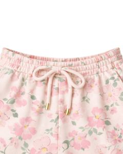 Conjunto de dos piezas para mujer: top corto con estampado floral y shorts con cordón, color rosa rubor, estilo casual, para descansar, venta al por mayor del fabricante. - Product Image 4