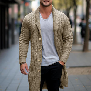 Pull en laine tricoté épais pour homme avec motif rayé et décoration en dentelle, anti-rétrécissement et respirant - Product Image 2