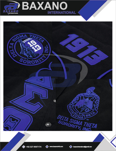 Chaqueta de la Hermandad Delta Sigma Theta, Chaqueta de Carreras para Motociclistas, Negra y Azul Rey, Chaqueta DST - Product Image 6