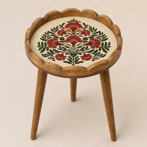 Mesa Auxiliar Scallop Gulmohar, Portátil, Ecológica, Duradera, de Madera, para Sala de Estar, Mesa de Noche, Mesa Auxiliar para Café, para el Hogar - Product Image 5