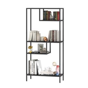 Moderno scaffale in metallo a 4 scomparti, mobiletto autoportante per la casa con ripiani per libri, ideale per il soggiorno - Product Image 6