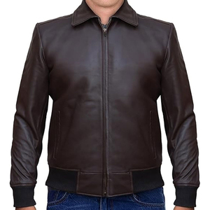 <b>Men</b> Premium <b>Leather</b> Motorcycle <b>Jacket</b> Slim Fit Biker Style Zip Front Zipper Pockets Custom Logo Winter Fashion Outerwear OEM - Product Image 1