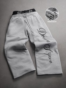 Pantalon de survêtement mi-saison gris pour homme Erni Sports, coupe large, en polyester/coton, taille élastique avec cordon de serrage, design brodé - Product Image 3