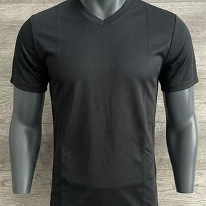Camiseta de algodón para hombre, cuello en V, media manga, informal, lisa, suave, cómoda, transpirable, para uso diario en verano - Product Image 1