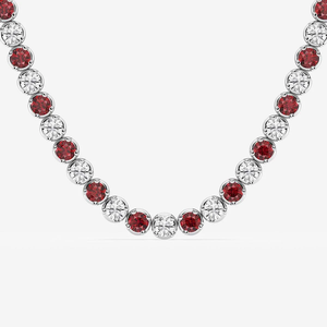 Collier élégant en rubis et diamants de laboratoire, 4,10 mm, taille ronde, 11 carats au total, bijoux pour femmes - Product Image 3