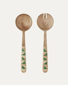 Premium Design Rattan Salad Server Wooden Salad Server With Rattan Handle Salad Tools Salad Server At Factory Wholesale Price - Product Image 5
