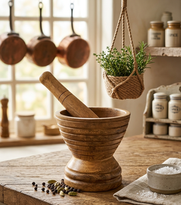 Premium Mango Wood <b>Grinder</b> Masher Dishwasher Safe Eco-Friendly Designed for Smooth Crushing Garlic <b>Herbs</b> Spices Modern Kitchens - Product Image 1