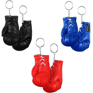 Porte-clés mini-gants de boxe bleus en similicuir à lacets, unisexe, pour équipement de boxe - Product Image 4