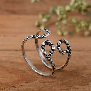 SHYAM JEWELRS Handmade 925 Sterling <b>Silver</b> Ethnic Swirl Arthritis <b>Ring</b>-<b>Adjustable</b> Oxidized Floral Splint Luxury Style Made - Product Image 4