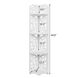 Mobiletto da Bagno a 4 Ripiani Daqing, Stile Intagliato, Impermeabile, Angolo di 120 Gradi, Colore Bianco - Product Image 1