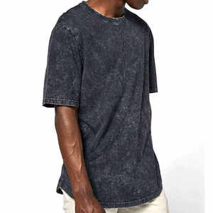 Camiseta de Manga Corta para Hombre, de Algodón Lavado, Color Sólido, Cuello Redondo, Informal, de Verano, Gris - Product Image 6