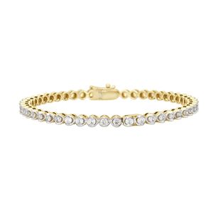 Yellow Gold Lab Grown Diamond Pear Link Tennis Bangle Pair - Product Image 3