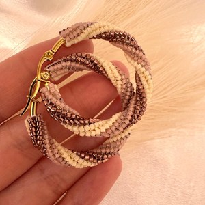Pendientes de aro con cuentas, joyería retorcida hecha a mano, pendientes de aro bohemios elegantes, accesorios de moda para mujer, fabricación de joyas con estilo - Product Image 2