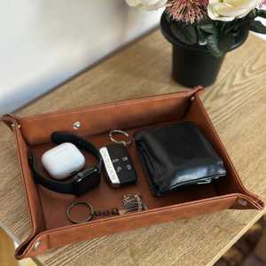 Estuche de Cuero Genuino de Lujo, Bandeja para Guardar Joyas, Organizador de Escritorio, Caja Pequeña de Cuero Auténtico, GLTY-0027 - Product Image 5