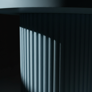 Table basse ronde moderne avec une jambe en forme de pilier, couleur brun clair, matériaux durables en bois de caoutchouc et en chêne, design luxueux - Product Image 4