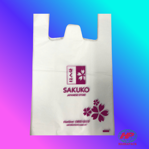Custom Printed <b>Biodegradable</b> HDPE Shopping Bags Disposable Carry Bags for Supermarket Grocery Store and Retail Use - Product Image 1