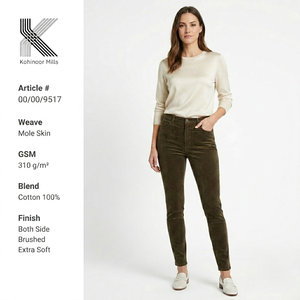 Pantalones de Algodón Moleskin para Mujer, 310GSM, Pantalones Casuales de Invierno, Fabricante y Proveedor OEM ODM - Product Image 2