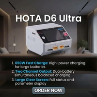 Chargeur d'équilibrage double canal HOTA D6 Ultra AC 300W DC 650W 15A GaN avec charge sans fil Qi pour batteries LiPo 1-6S, pièces de drone FPV RC