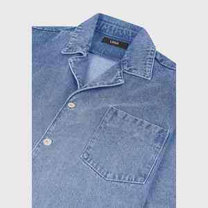 Camiseta Casual Vintage de Estilo Urbano para Hombre, Corte Holgado, Oversize, de Algodón y Mezclilla, con Botones, Estilo Western, Antiarrugas, Talla Adulto, Verano - Product Image 5