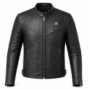 Veste de moto en cuir classique moderne |   Vert charbon noir |   Fabricant OEM ODM |   Qualité de conception haut de gamme |   Vêtements de course | - Product Image 1