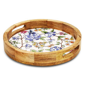 Design moderne dernier plateau en bois de forme ronde assiette de service en bois dernier plateau pour servir des aliments en gros prix bon marché - Product Image 4
