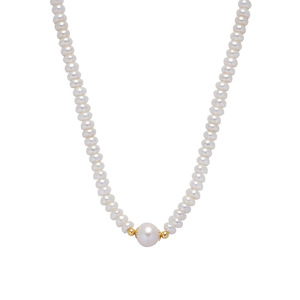 Collar de Perlas de Agua Dulce Estilo Retro Francés, Diseño Moderno con Cadena para Clavícula y Círculo Plano, Elegante Joyería de Perlas - Product Image 5